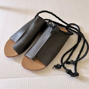 FREE PEOPLE Cherry Valley Blue Leather Open Toe Summer Sandals Size 7.